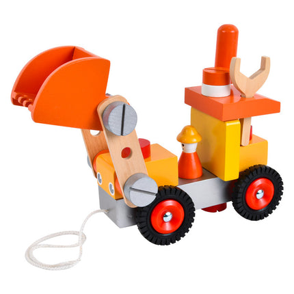 Wooden Engineering Vehicle Assembled Excavator Young Children Education Toy