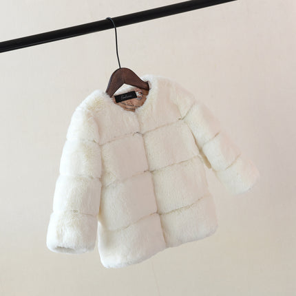 Faux Fur Middle And Large Girls Top Coat
