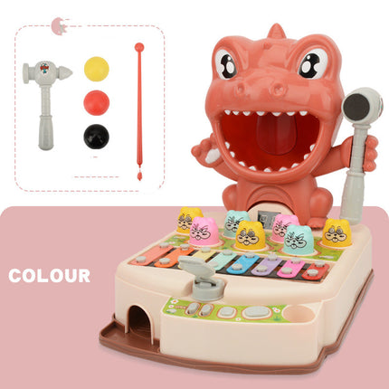 Children's Educational Fun Electric Dinosaur Hitting Hamster Ejection Sound And Light Early Education Multifunctional Game Toy