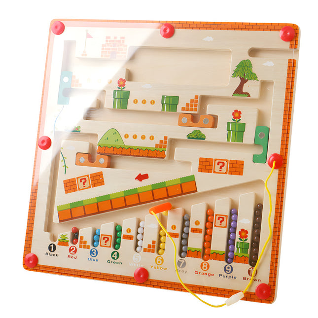 Digital Mushroom House Color Sorting Counting Board Early Education Writing Practice Magnetic Maze Bead-Running Toy