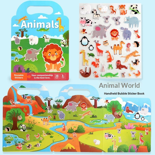 Quiet Book Jelly Stickers Early Education Puzzle Cartoon Play Stickers For Kids Puzzle Board Toy