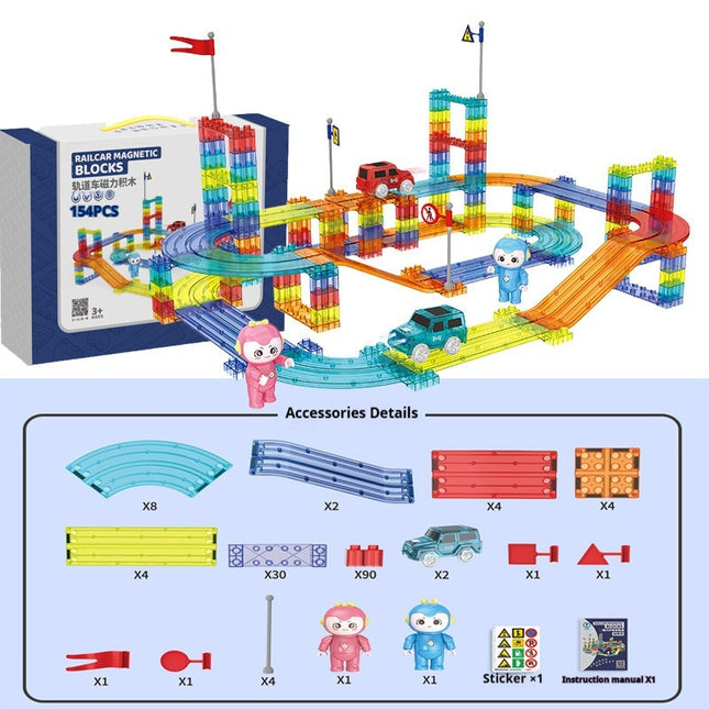 Magnetic Building Blocks For Children's Early Education, Versatile Magnetic Train Track Puzzle Toy