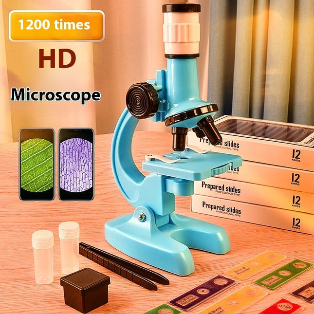 HD 1200 Times Microscope Toy Suit Primary School Biological Science Experiment Portable Children Educational Science And Education Gift