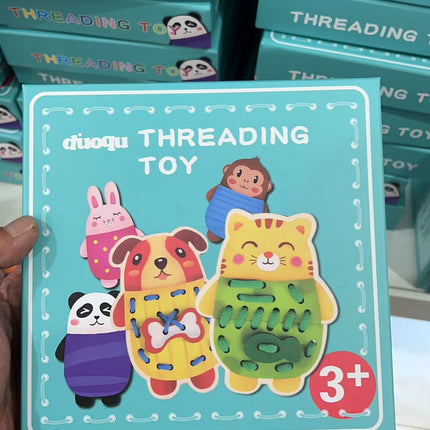 Wooden Early Education Fruit Animal Handmade Puzzle Beaded Stringing Toy