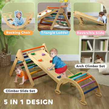 5-in-1 Toddler Climbing Frame With Ramp, Arch, For 18-48 Months, Multicoloured