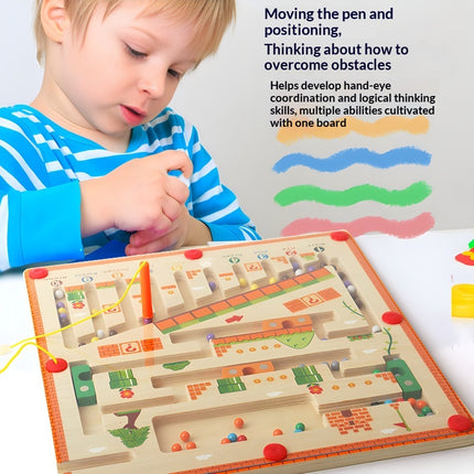 Digital Mushroom House Color Sorting Counting Board Early Education Writing Practice Magnetic Maze Bead-Running Toy
