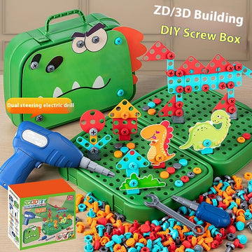 Children Screw Puzzle Toy Assembled Electric Drill DIY Simulation Repair Disassembly Toolbox