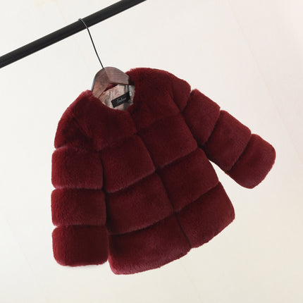 Faux Fur Middle And Large Girls Top Coat